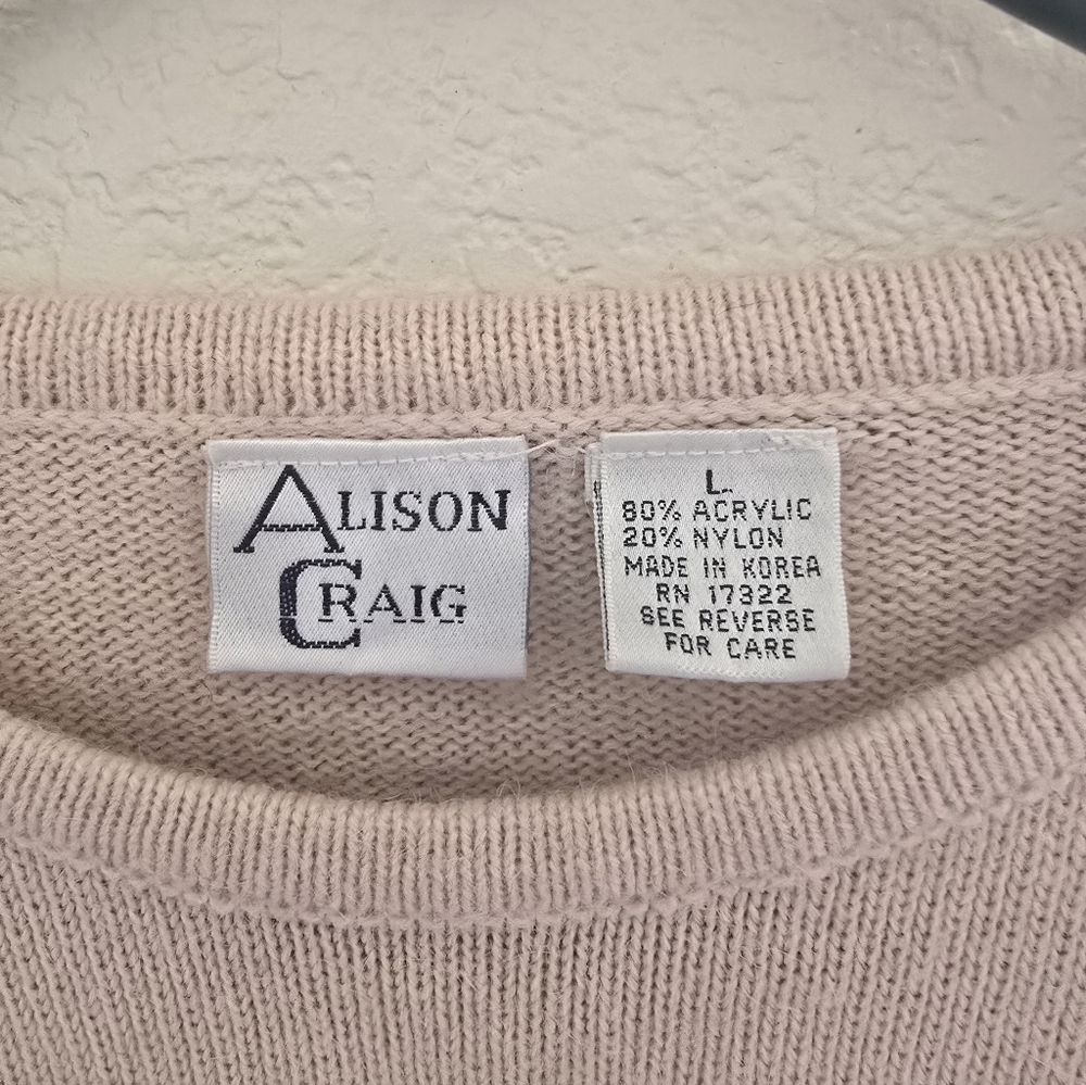 Vintage Alison Craig Light Pink Beaded Embroidered Sweater - Picture 3 of 4